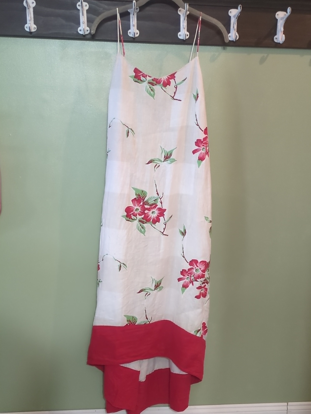 Vintage DKNY 100% Linen Floral Maxi Slip Dress Pink White Women's 10 Stains!